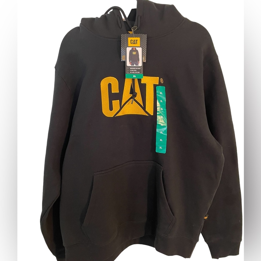 New! CAT Caterpillar Logo Men’s Black Hoodie